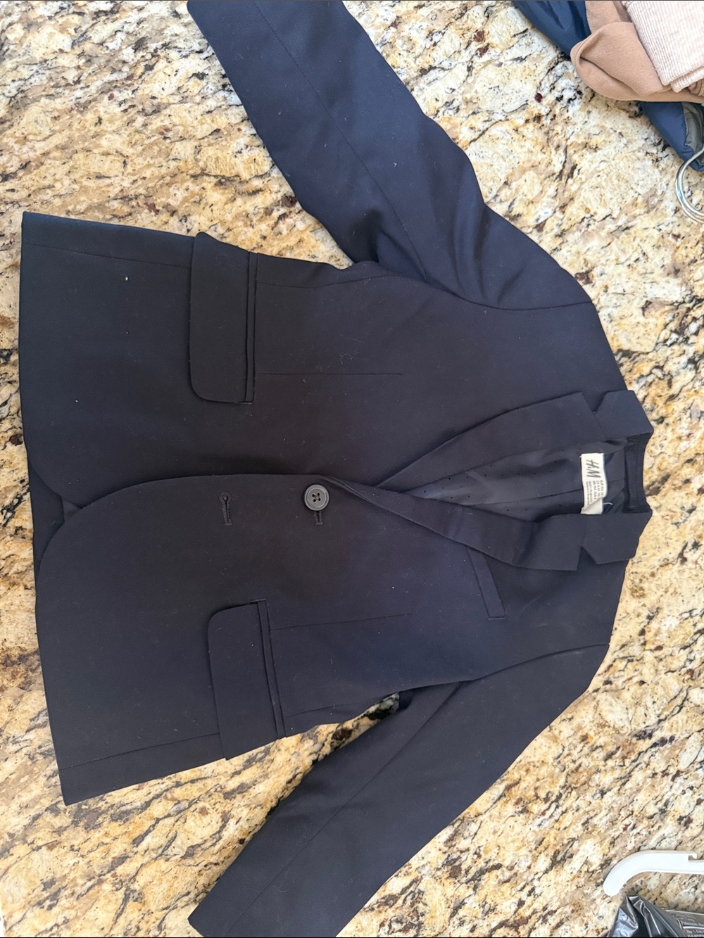 H&M Navy Single-Button Tailored Blazer